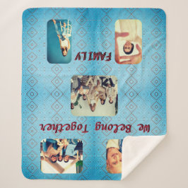 Manta Sherpa Patrón de diamantes retro azul suave