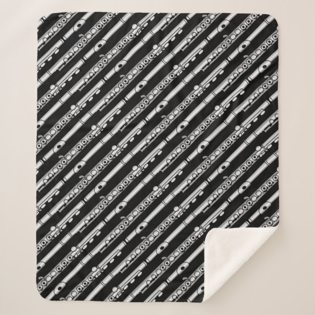 Manta Sherpa Patrón de dibujo de flauta (Anverso)