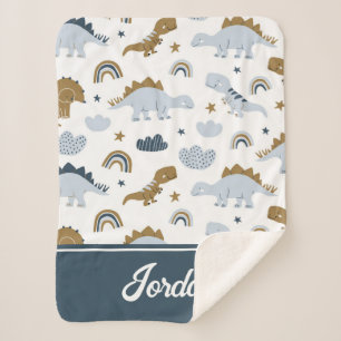 Manta Sherpa Patrón de dinosaurio arco iris