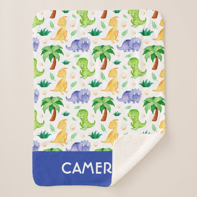 Manta Sherpa Patrón de dinosaurio cutáneo neonatal (Anverso)