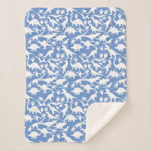 Manta Sherpa Patrón de dinosaurios 01 w. LBlue BG