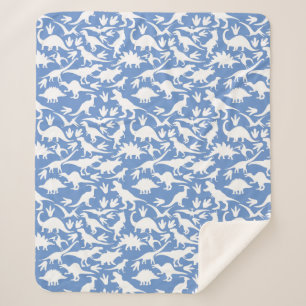 Manta Sherpa Patrón de dinosaurios 01 w. LBlue BG