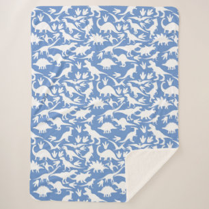 Manta Sherpa Patrón de dinosaurios 01 w. LBlue BG