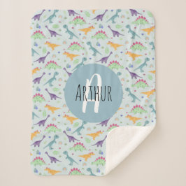 Manta Sherpa Patrón de dinosaurios azules redondeados niños mon