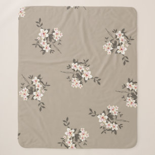 Manta Sherpa Patrón de diseño de ramas de flores vintage sin fo