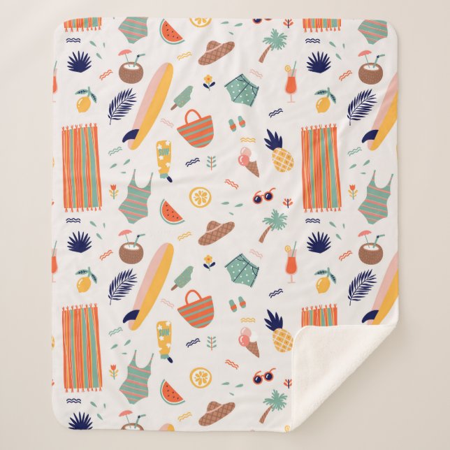 Manta Sherpa Patrón de diversión de Sunny Beach (Anverso)