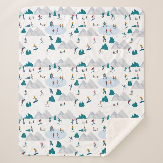 Manta Sherpa Patrón de diversión de vacaciones en deportes de i (Anverso)