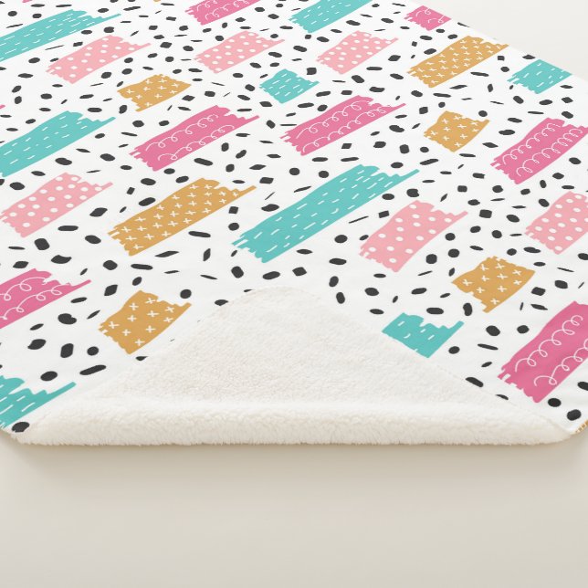 Manta Sherpa Patrón de Doodle abstracto corto (3/4)