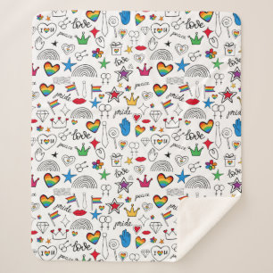 Manta Sherpa Patrón de Doodle del Orgullo Gay