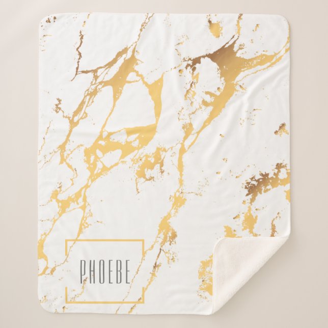 Manta Sherpa Patrón de efecto de Faux Gold moderno (Anverso)