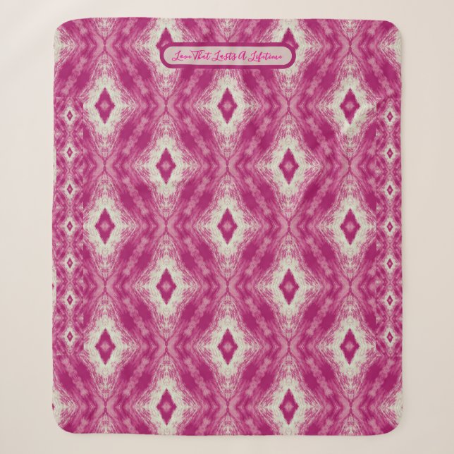 Manta Sherpa Patrón de El Cairo blanco y rosa (Anverso)