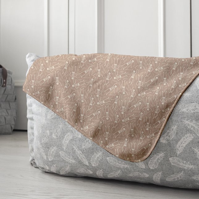 Manta Sherpa Patrón de esqueleto de Halloween neutral (Subido por el creador)