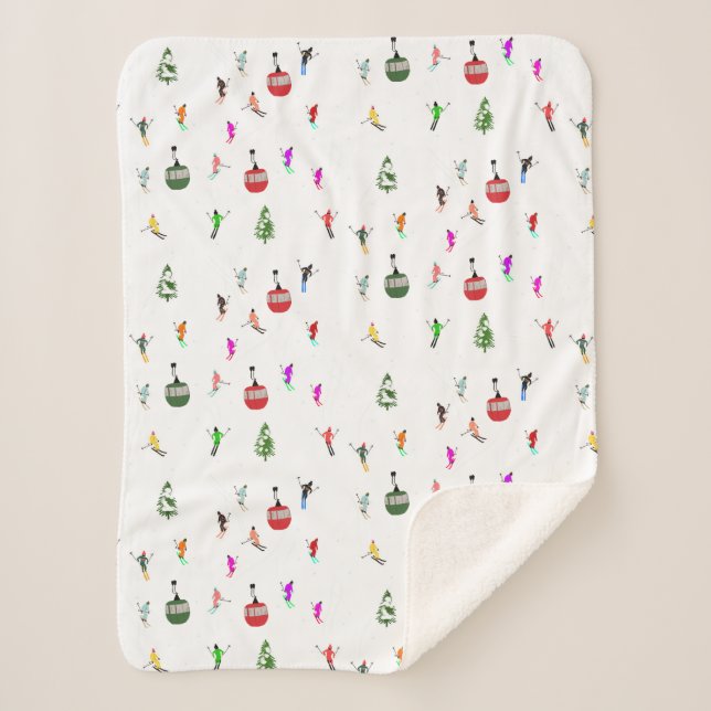 Manta Sherpa Patrón de esquí de descenso de invierno (Anverso)