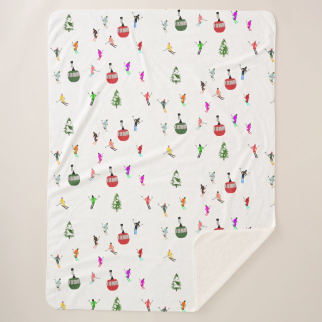 Manta Sherpa Patrón de esquí de descenso de invierno (Anverso)