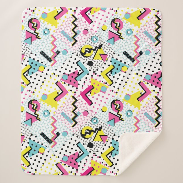 Manta Sherpa Patrón de estilo Memphis posmoderno (Anverso)