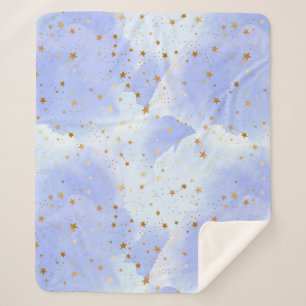 Manta Sherpa Patrón de estrella dorada de Lavendar