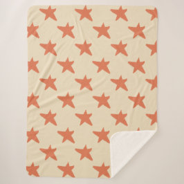 Manta Sherpa Patrón de estrellas de Naranja corto