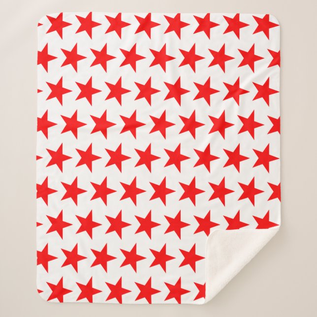 Manta Sherpa Patrón de Estrellas Rojas (Anverso)