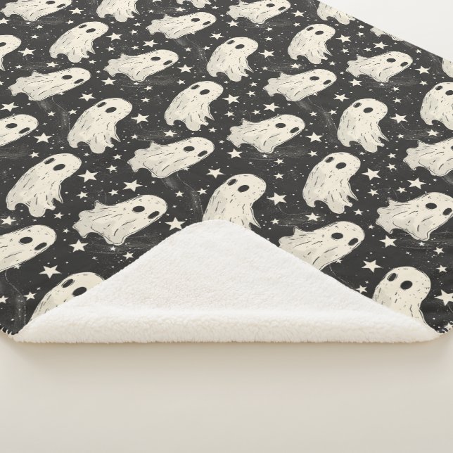 Manta Sherpa Patrón de fantasmas y estrellas espeluznantes de H (3/4)