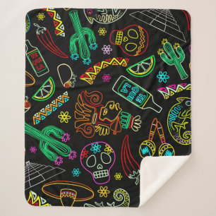 Manta Sherpa Patrón de Fiesta de México