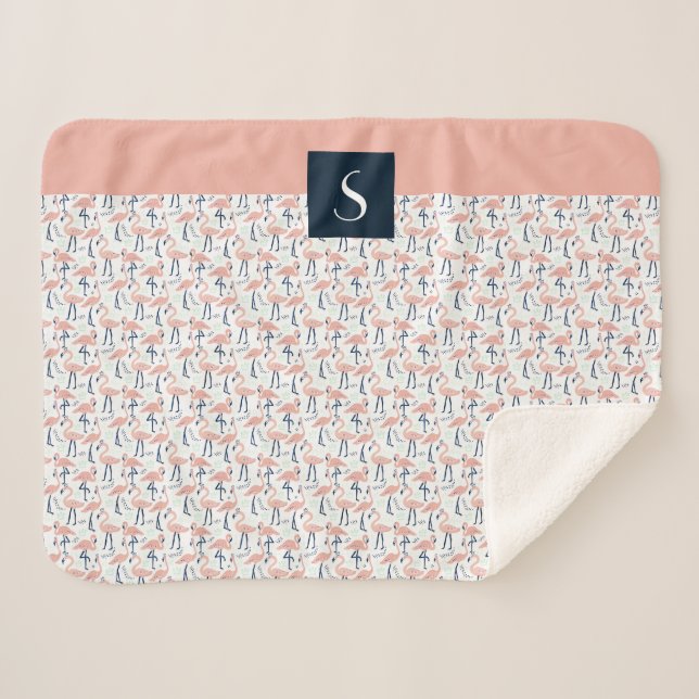 Manta Sherpa Patrón de flamenco rosa lindo (Anverso (horizontal))