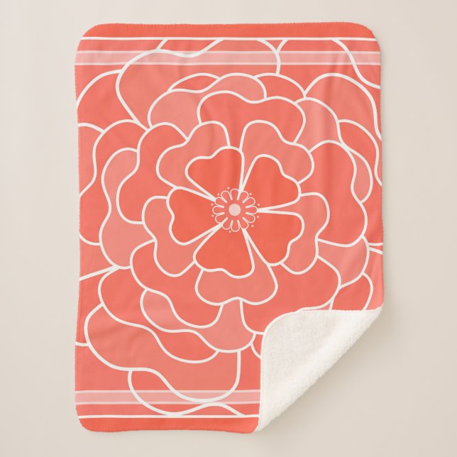 Manta Sherpa patrón de flor abstracto naranja (Anverso)