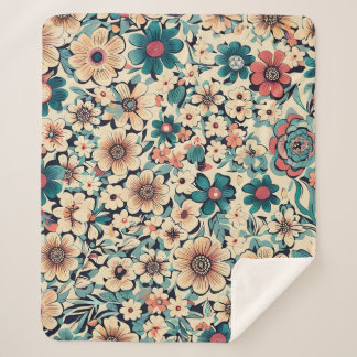 Manta Sherpa Patrón de flor de primavera bohemio