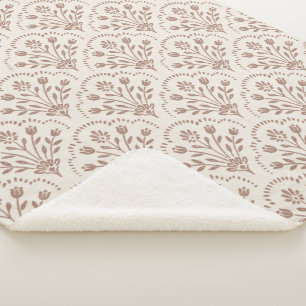 Manta Sherpa Patrón de flor escalonada marrón cálido texturizad