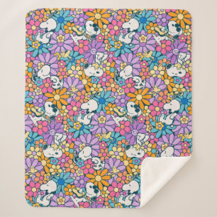 Manta Sherpa Patrón de flor Snoopy & Woodstock