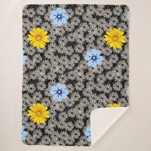 Manta Sherpa Patrón de flores 19.b. Black BG