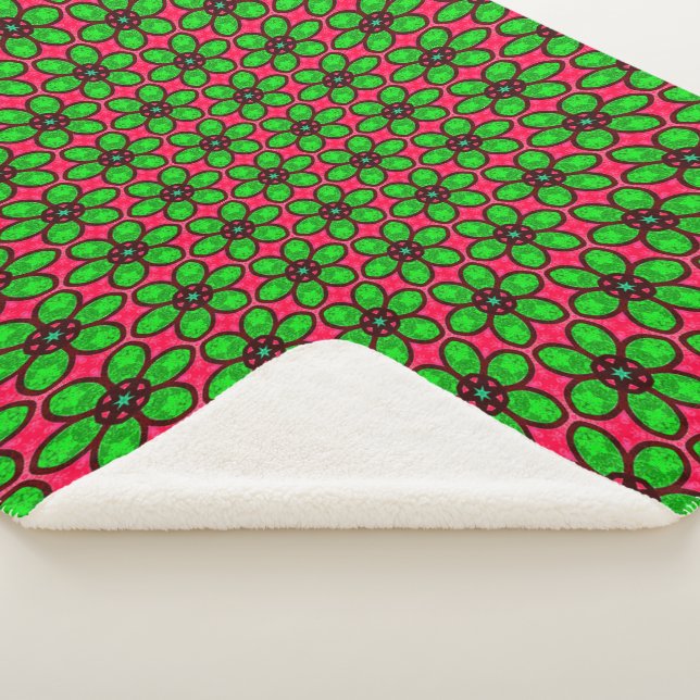 Manta Sherpa Patrón de flores abstractas (3/4)
