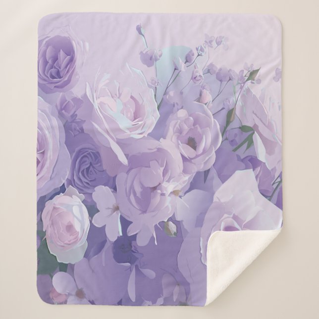 Manta Sherpa Patrón de flores blandas (Anverso)