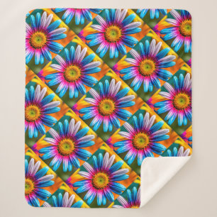 Manta Sherpa Patrón de flores coloridas