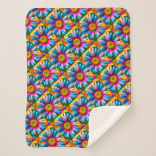 Manta Sherpa Patrón de flores coloridas