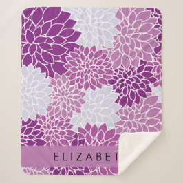 Manta Sherpa Patrón De Flores, Dahlia Púrpura, Tu Nombre