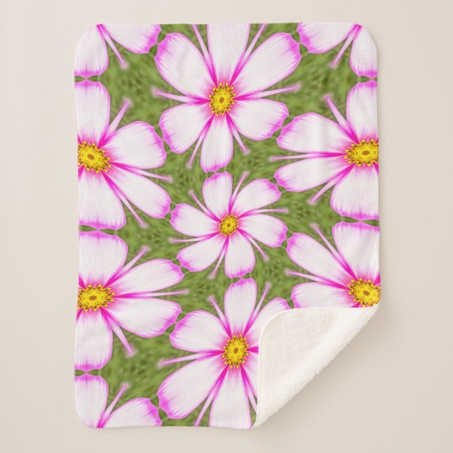 Manta Sherpa Patrón de flores de cosmos (Anverso)