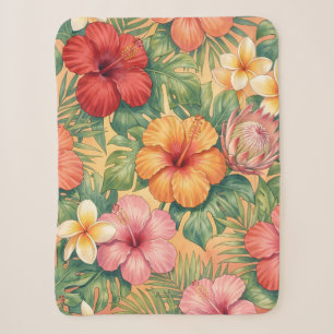 Manta Sherpa patrón de flores decorativas de Hawaii aloha