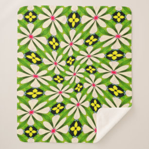 Manta Sherpa Patrón de flores estéticas