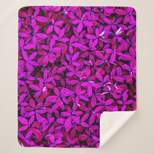 Manta Sherpa Patrón de flores moradas-23209 (Anverso)