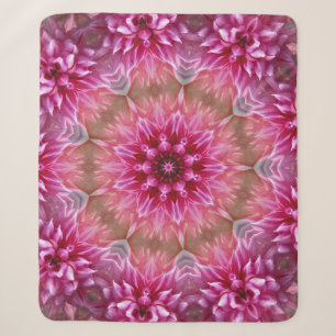 Manta Sherpa Patrón de flores rosadas de Mandala geométrica-675