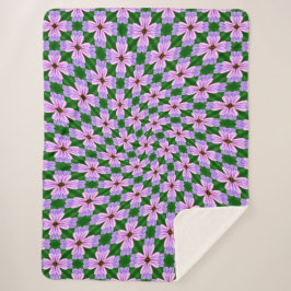 Manta Sherpa Patrón de flores rosadas espumosas