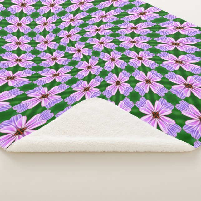 Manta Sherpa Patrón de flores rosadas espumosas (3/4)