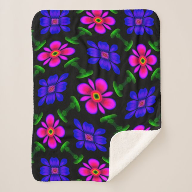 Manta Sherpa Patrón de flores rosas adorables (Anverso)