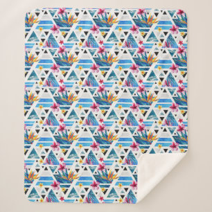 Manta Sherpa Patrón de flores tropicales geométricas