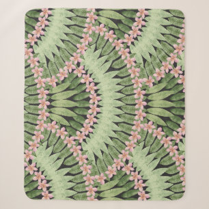 Manta Sherpa Patrón de flores tropicales pintadas a mano