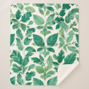 Manta Sherpa Patrón de follaje verde