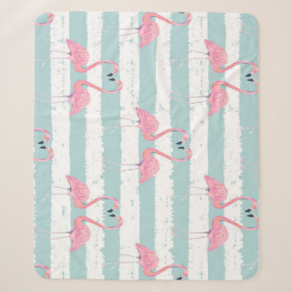 Manta Sherpa Patrón de fondo rayado Flamingo exótico