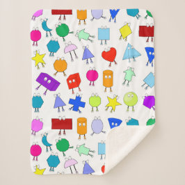 Manta Sherpa Patrón de formas geométricas 2D y 3D coloridas par