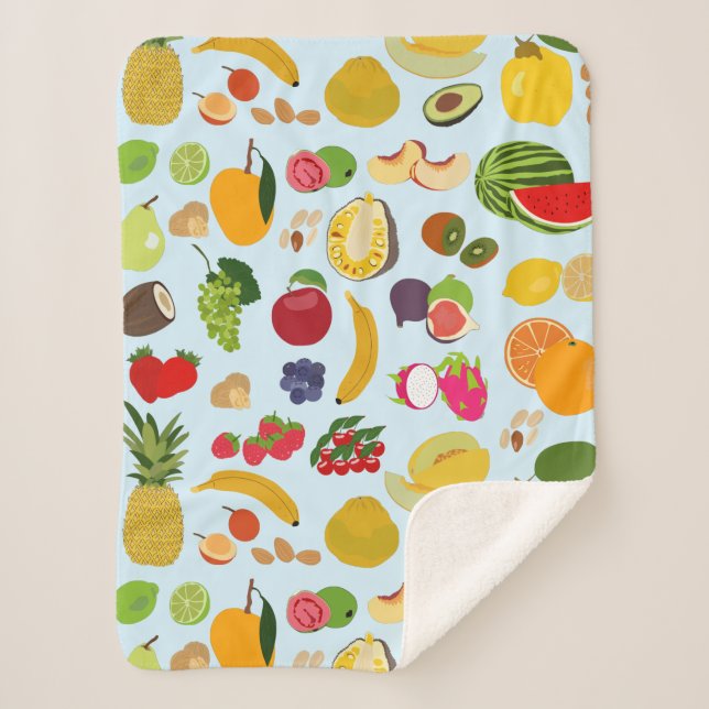 Manta Sherpa Patrón de fruta de verano colorido (Anverso)
