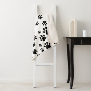 Manta Sherpa Patrón de garras, garras de perro, negro y blanco